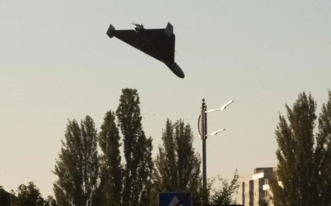 A drone approaches for an attack in Kyiv, amid the Russian invasion of Ukraine, Oct. 17, 2022. (AFP)
