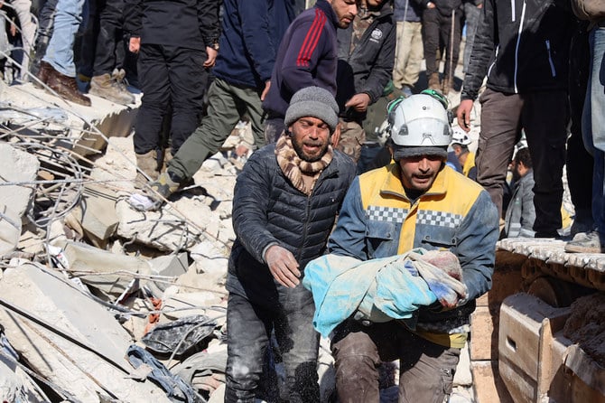 A White Helmet operation in the town of Harim in Syria’s opposition-held Idlib province. (AFP)