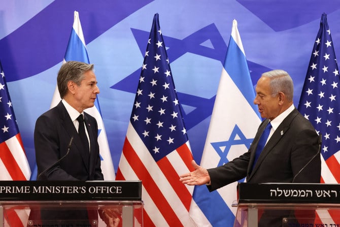 US Secretary of State Antony Blinken (L) and Israeli Prime Minister Benjamin Netanyahu give a joint press conference on January 30, 2023 in Jerusalem. (AFP)