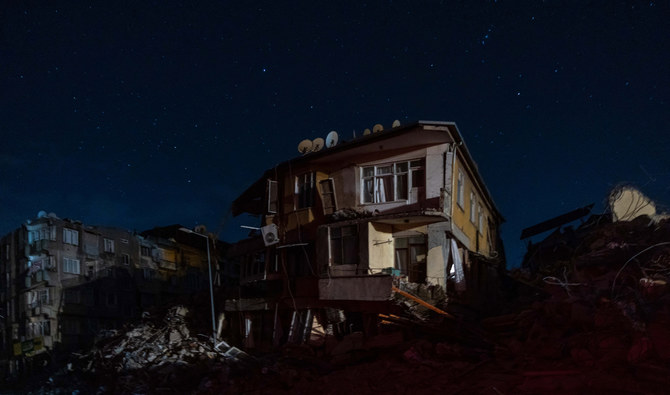 A partially damaged building after a 6.4-magnitude second earthquake hit the Hatay province in southern Turkey, in Antakya, on February 20, 2023. (AFP)