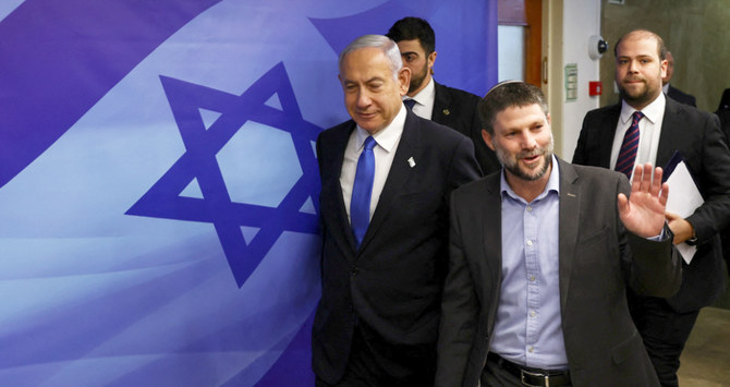 Israeli Prime Minister Benjamin Netanyahu with Bezalel Smotrich. (Reuters)