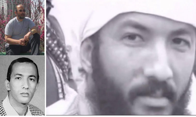 This combo image shows an FBI photo of Saif Al-Adel, who is wanted in connection with the 1998 US Embassy bombings in Tanzania and Kenya (top left), Al-Adel at an Al-Qaeda training camp in Afghanistan in 2000 (above), and the terror suspect photographed in Tehran in 2012 (lower left). (Supplied, Getty Images)