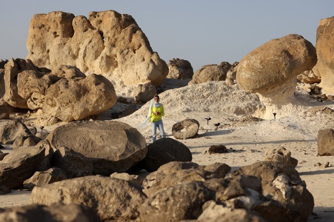 An Omani environmentalist visits the Rock Garden in the port town of Duqm in al-Wusta province in central-eastern Oman, on April 27, 2021. (File/AFP)