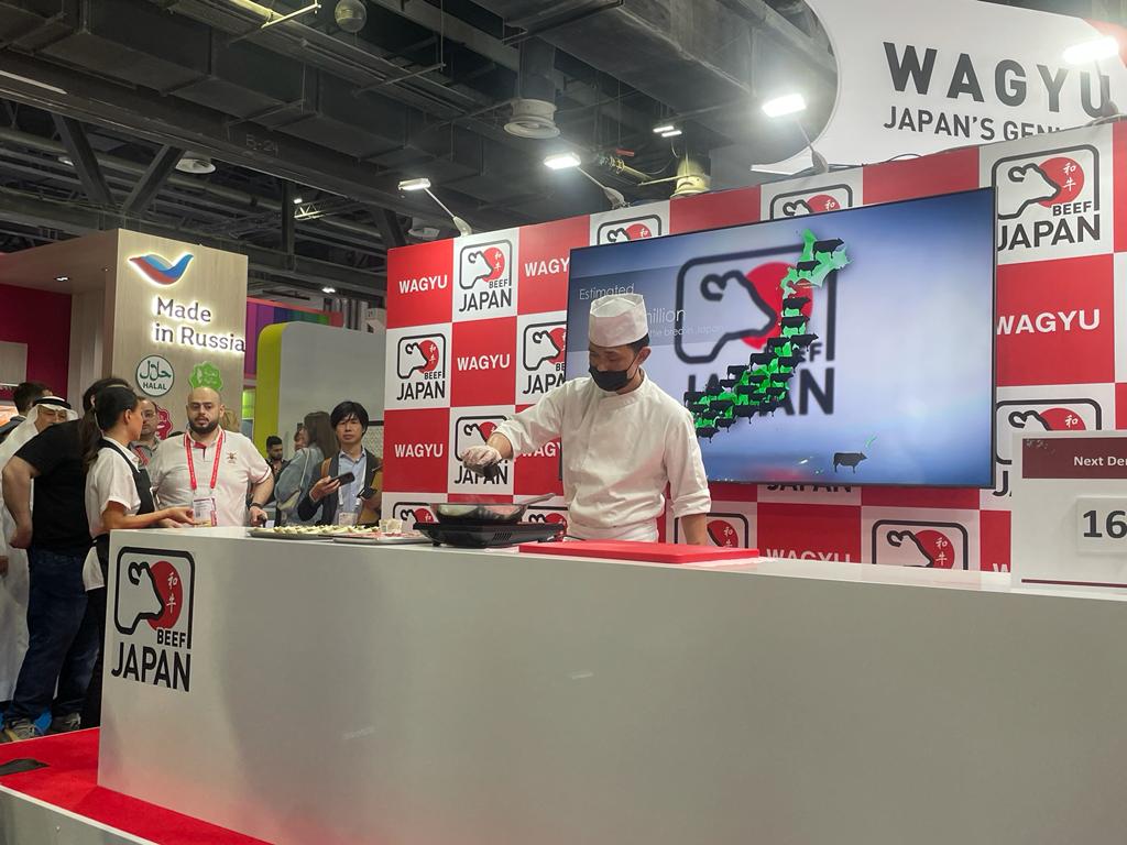 At the Wagyu booth, a chef demonstrated how the beef is cooked, while another demonstration showcased how the beef was cut up. (ANJ Photo)