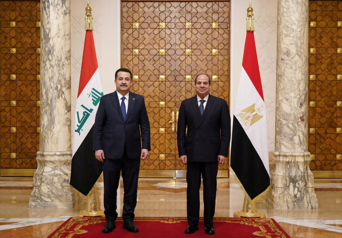 Iraqi Prime Minister Mohammed Shia Al-Sudani meets with the Egyptian President Abdel Fattah El-Sisi in Cairo, Egypt, March 5, 2023. (Reuters)