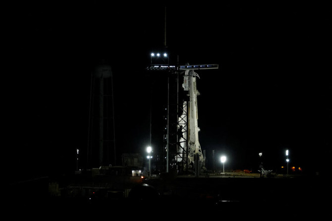 A Falcon 9 rocket is seen on the launchpad after a delay in the launch of NASA's SpaceX Crew-6 mission to the International Space Station, that includes NASA astronauts Stephen Bowen and Warren 