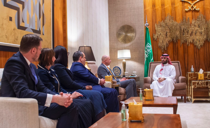 The delegation met Crown Prince Mohammed bin Salman. (SPA)