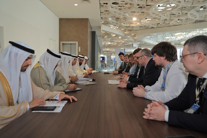 The UAE-Ukraine meeting was held at the 146th Assembly of the Inter-Parliamentary Union in Bahrain. (WAM)