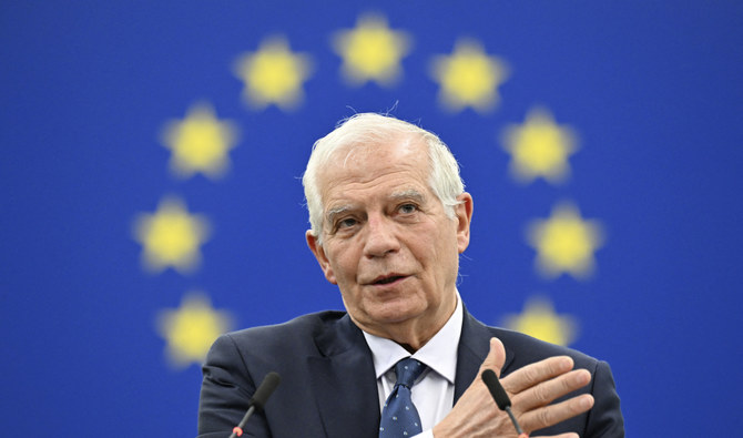EU Foreign Policy Chief Josep Borrell speaks during a debate at the European Parliament in Strasbourg, eastern France, on February 15, 2023. (AFP/File)