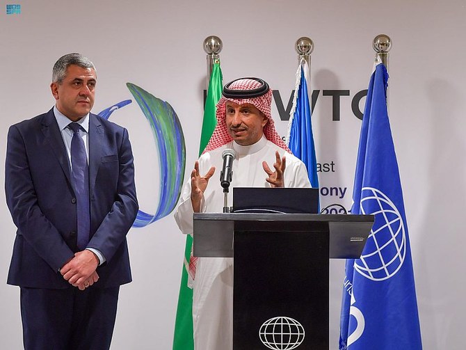 Saudi Tourism Minister Ahmed Al-Khateeb visiting the World Tourism Organization’s regional office in Riyadh. (SPA)
