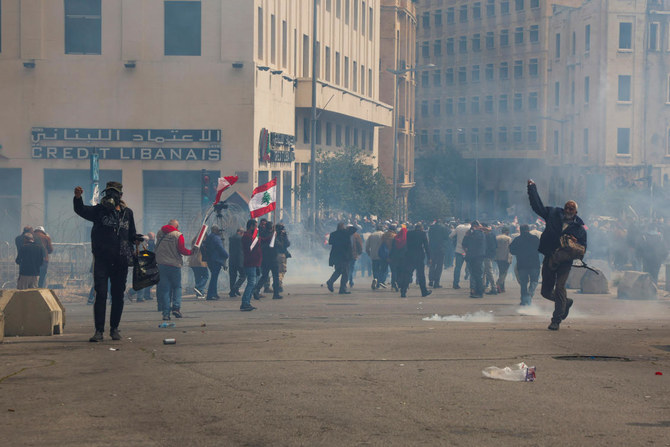 Authorities have used tear gas in the protests at Riad Al-Solh square in Beirut. (Reuters)