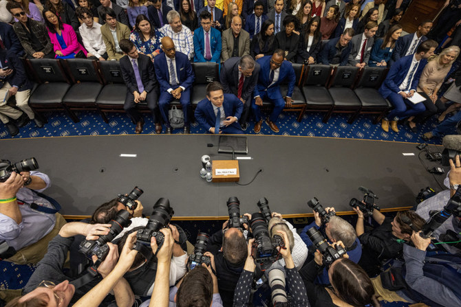 TikTok CEO Shou Zi Chew prepares to testify before the US House Energy and Commerce Committee in Washington, DC, on March 23, 2023. (Getty Images via AFP)