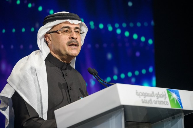 Speaking at the China Development Forum in Beijing on March 26, Amin Nasser said that Aramco has partnerships and emission-reducing technologies with China to make lower-carbon products.  (File/AFP)