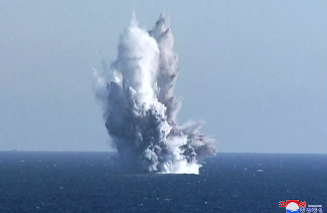 This picture taken on March 23, 2023 and released by North Korea's official Korean Central News Agency (KCNA) on March 24, 2023 shows the underwater nuclear strategic attack weapon system 