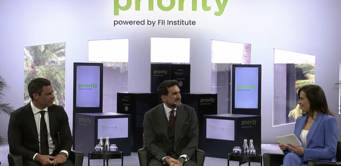 FII Chairman and Saudi Public Investment Fund Gov. Yasir Al-Rumayyan joined Miami Mayor Francis Suarez to discuss how humanity can get through the challenges of a post-COVID world. (Screenshot/FII Priority)