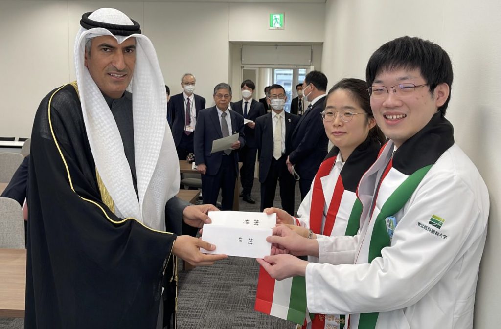 Kuwait's Ambassador to Japan, Sami Ghassab Alzamanan, at Tokyo University of Medicine and Pharmacy. (ANJ Photo)