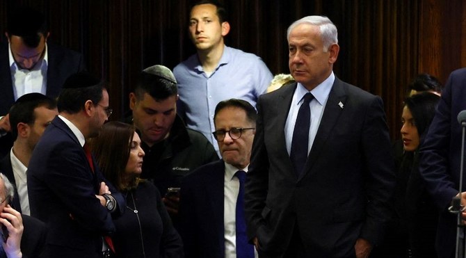Israeli PM Benjamin Netanyahu attends a meeting in the Knesset, Jerusalem, Mar. 27, 2023. (Reuters)