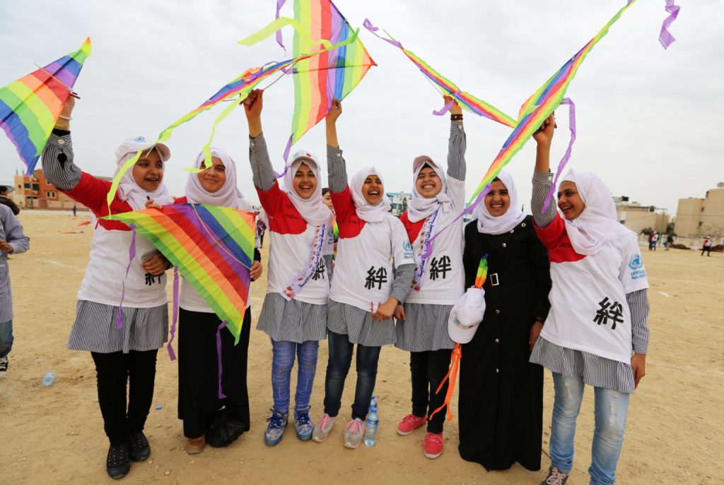 The UNRWA event also organized Japan-related activities such as origami and bamboo planting. (UNRWA)