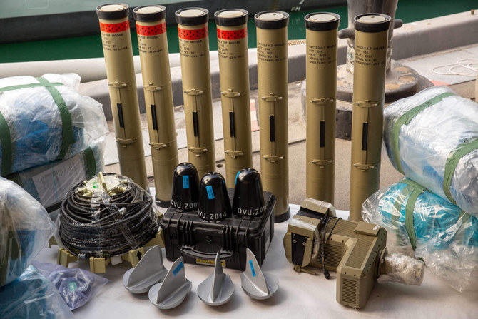 Iran-made weapons seized by the UK Navy from a boat in the Indian coast. (AFP)