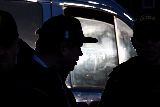 In January far-right politician Rasmus Paludan spoke to supporters near the Turkish Embassy in Copenhagen. (FILE/AFP)