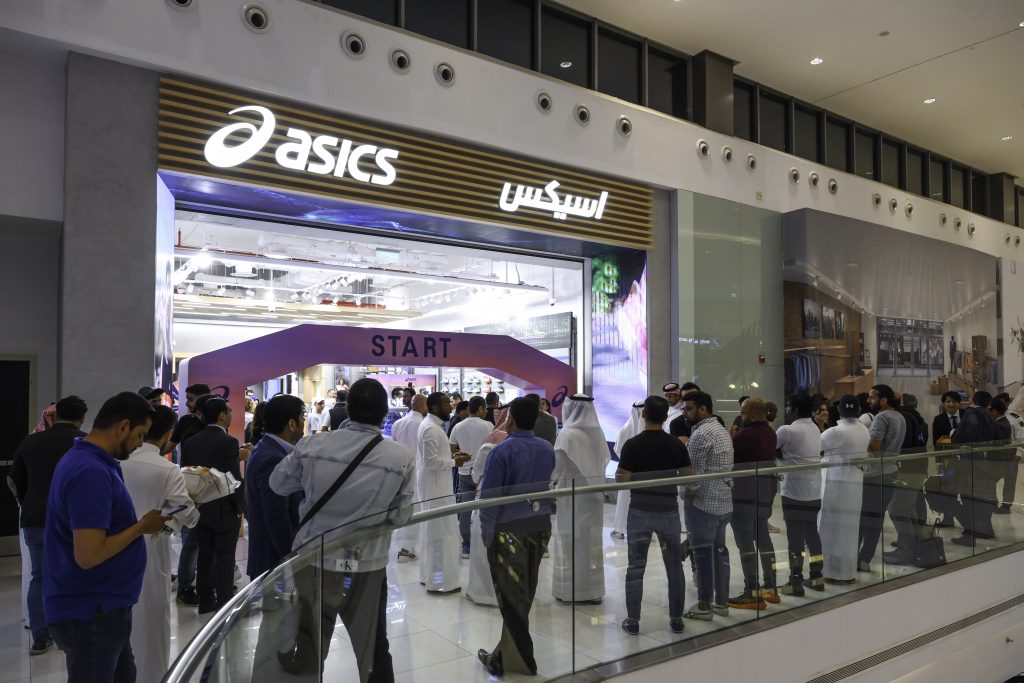 The opening of Japan's sports shoe maker ASICS’ first store in Riyadh Park Mall, Saudi Arabia. (Supplied)