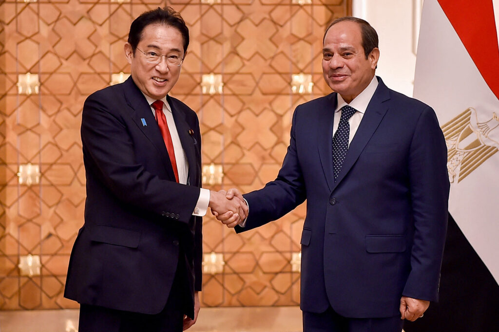 The two leaders also confirmed close Japan-Egypt cooperation in helping calm the situation in Sudan. (AFP)