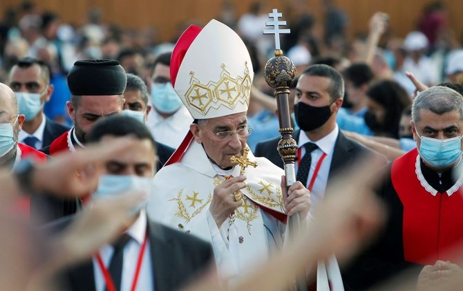 Lebanon’s Maronite Patriarch Bechara Al-Rahi arrives to say mass in memory of the victims of the Beirut port explosion, Beirut, Lebanon, Aug. 4, 2021. (Reuters)
