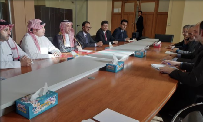 Saudi officials arrived in Iran to discuss procedures for reopening Riyadh’s embassy in Tehran and consulate in Mashhad. (Twitter/@KSAMOFA)