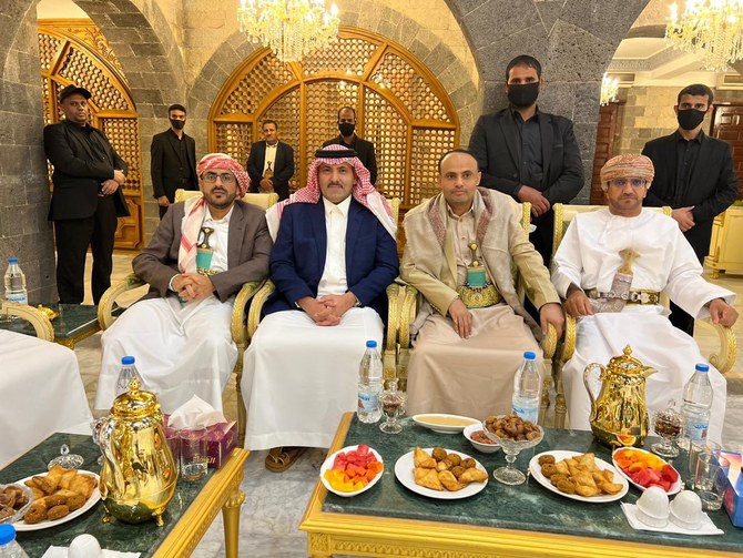 Saudi Arabia’s ambassador to Yemen Mohammed Al-Jaber visits Sanaa with an Omani delegation. (@mohdsalj)