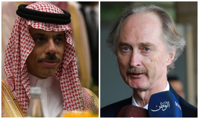 Saudi Arabia’s Foreign Minister Prince Faisal bin Farhan received a phone call from the UN Special Envoy for Syria Geir Pedersen on Wednesday. (File/AFP)