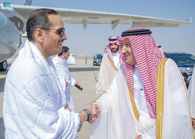 Saudi Arabia’s Deputy Foreign Minister Waleed Al-Khuraiji receives a number of Arab officials in Jeddah. (SPA)