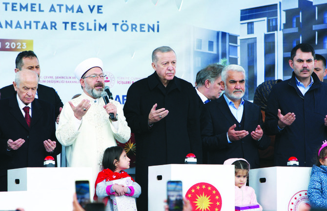 President Recep Tayyip Erdogan attends a ceremony in Diyarbakir, Turkiye. (Reuters)