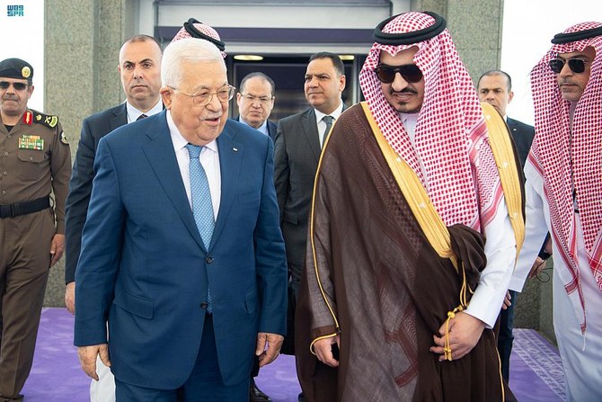 Palestinian president Mahmoud Abbas arrives in Jeddah on Monday. (SPA)