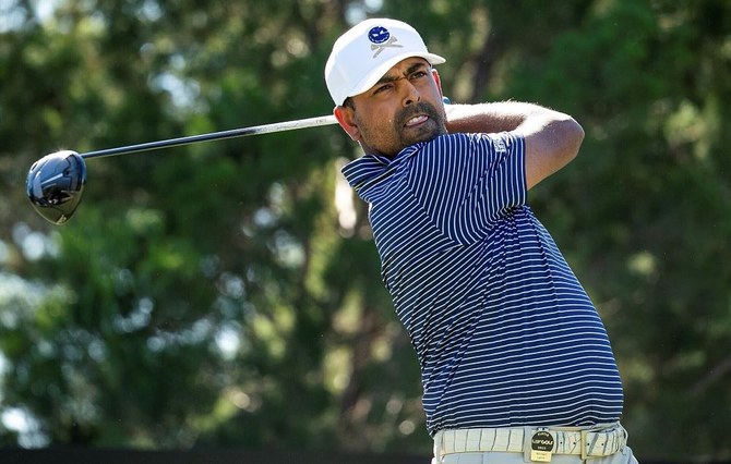 Anirban Lahiri, of Crushers GC, hits from the ninth tee during the final round of LIV Golf Adelaide at the Grange Golf Club, Sunday, April 23, 2023, in Adelaide, Australia. (AP Photo)