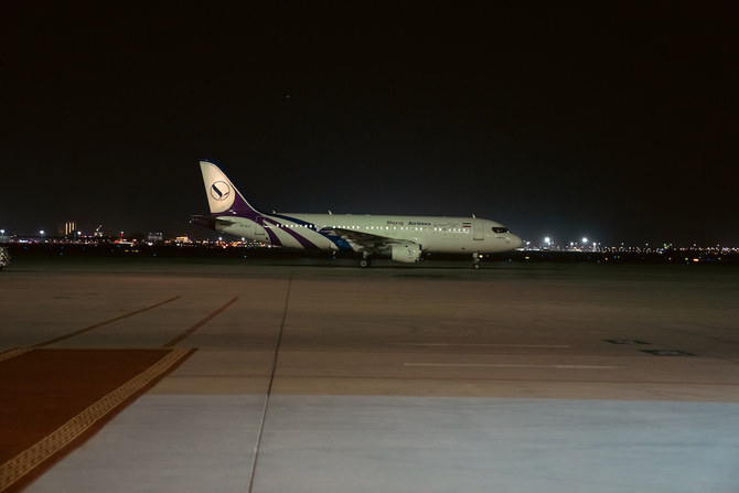 An Iranian airplane landed at the King Abdullah Air Base on Saturday to transport 65 evacuees from Saudi Arabia back to Iran. (Supplied)