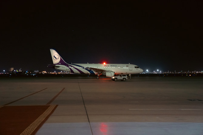 An Iranian airplane landed at the King Abdullah Air Base on Saturday to transport 65 evacuees from Saudi Arabia back to Iran. (Supplied)