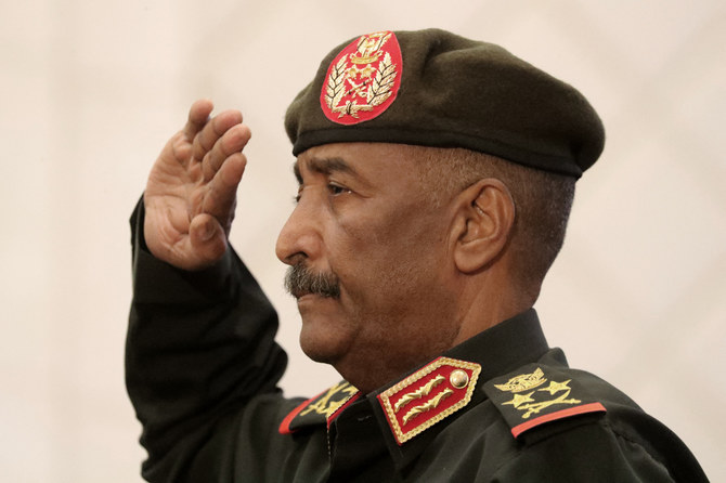 Sudan’s army chief AbdelFattah al-Burhan reaffirmed that the army is coordinating with countries to facilitate the evacuation of citizens from Sudan amid clashes. (File/AFP)