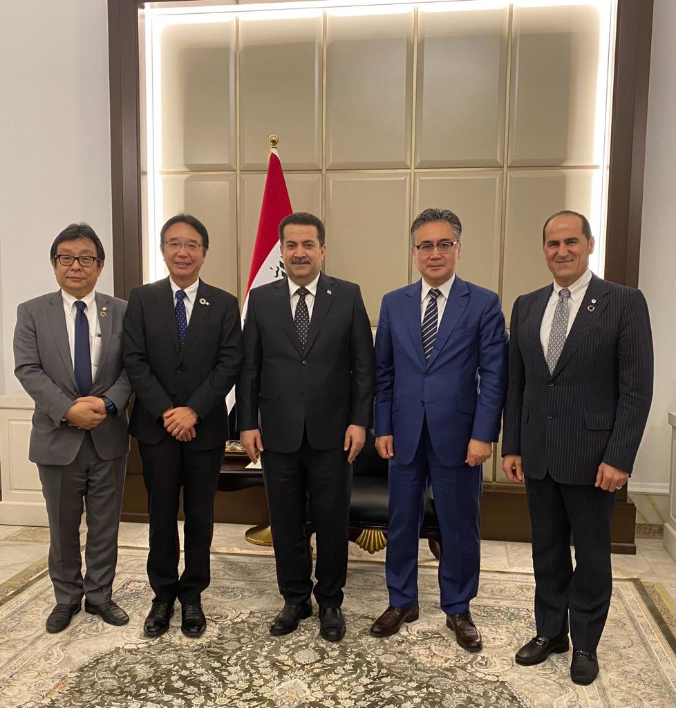 Futoshi Matsumoto, the Ambassador of Japan to Iraq with Hajime Mori, representative of Sumitomo Corporation, Yutaka Ezaki, CEO of Toyota Iraq, and Sardar Al-Bebany, Chairman of Sardar Group. (Twitter/@JAPANAmbIRAQ)