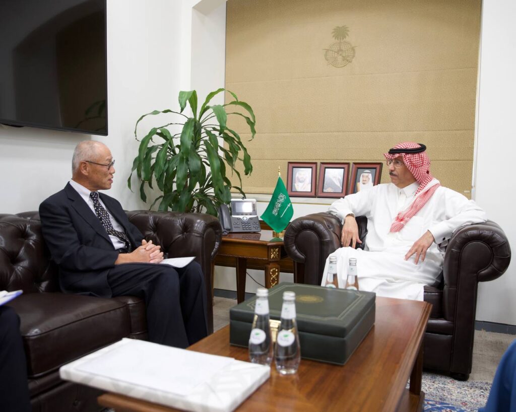 Assistant Minister of State for African Affairs Ambassador Dr. Sami Al-Saleh met with the Japanese Ambassador to the Kingdom of Saudi Arabia, Fumio Iwai. (Twitter/@KSAMOFA)