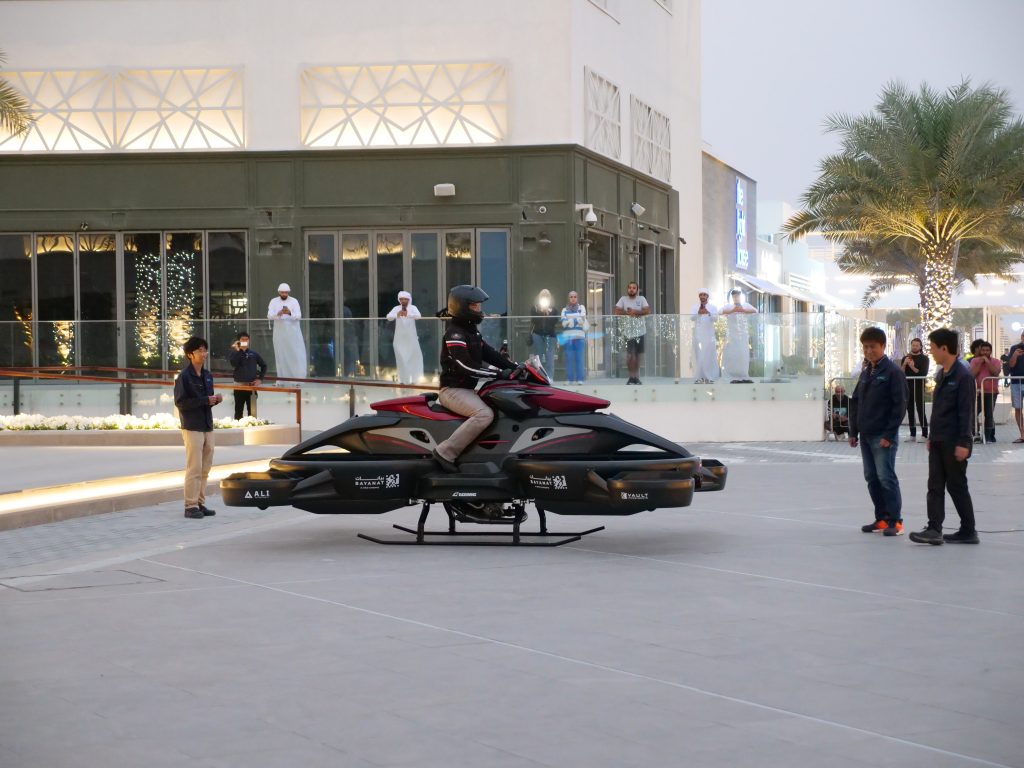 The hoverbike is a manifestation of the dream of air mobility that endeavors to create a completely new way to experience the world, enabling users to feel the joy and pleasure of moving freely in space. (ANJP Photo)
