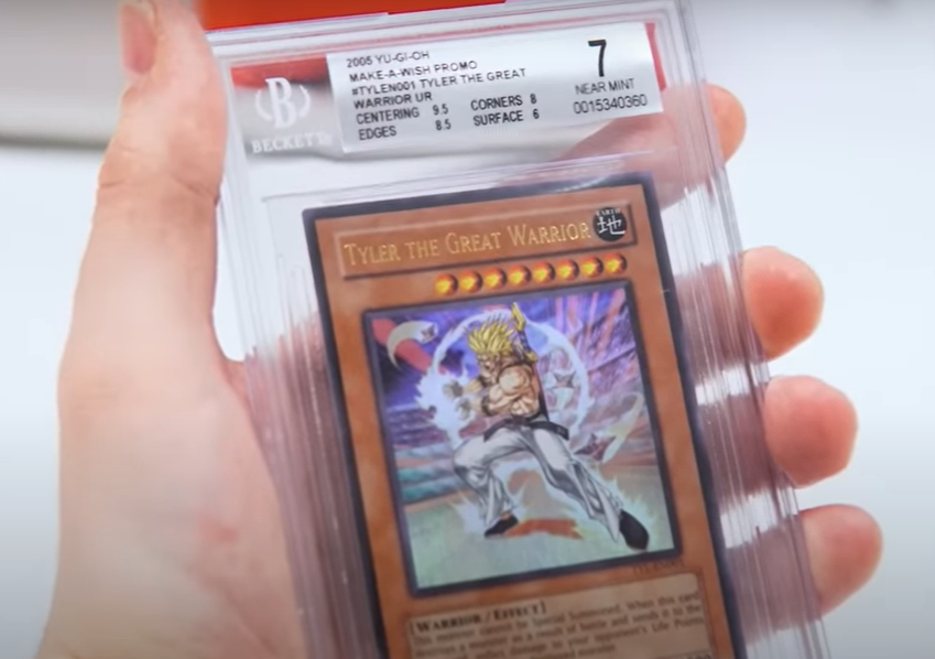 The card was placed in a glass case and only recently removed from its special protective packaging to be graded. (Screengrab)