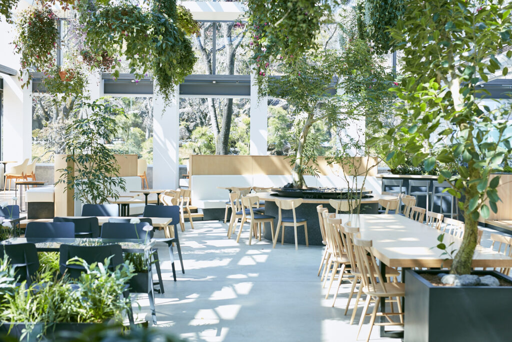 The interior of Starbucks in Yomiuriland’s Hana Biyori garden, Tokyo. (Yomiuriland)