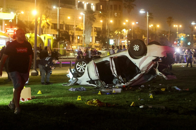 A general view of the scene of an attack in Tel Aviv, Israel April 7, 2023. (Reuters)