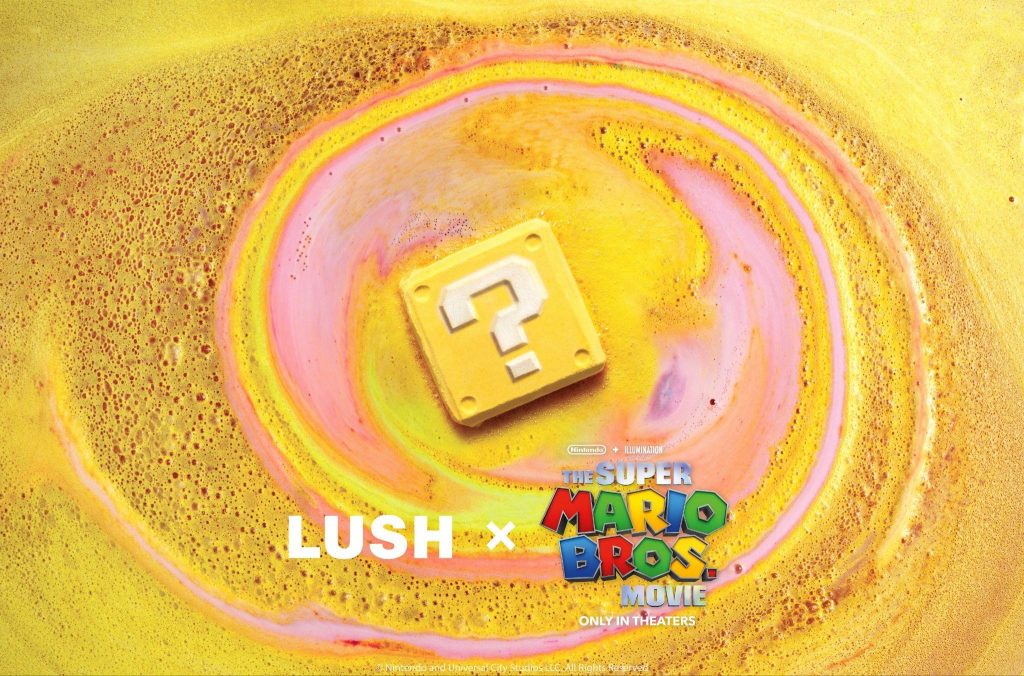 The latest Lush bathing collection was made simultaneously for the upcoming Nintendo + Illumination’s ‘The Super Mario Bros. Movie’ release this month. (Supplied)