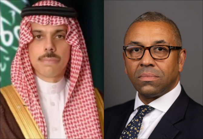 Saudi Foreign Minister Prince Faisal bin Farhan holds a phone call with British Foreign Secretary James Cleverly. (SPA/Wikipedia)