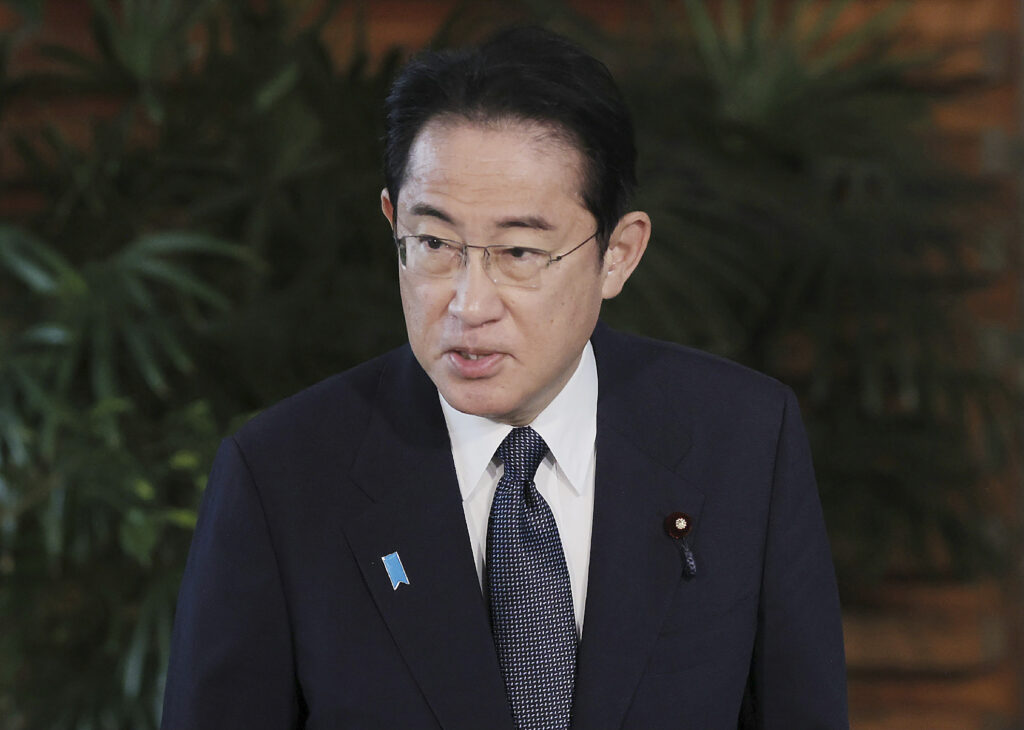 Fumio Kishida said his government aims to spend around 3.5 trillion yen on child-rearing support starting next April. (AFP)