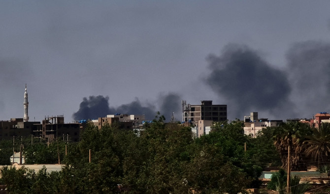 Smoke billows during fighting in the Sudanese capital Khartoum, on May 4, 2023. (AFP)