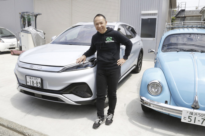 A BYD dealership is seen on April 4, 2023, in Yokohama near Tokyo. BYD Auto is part of a wave of Chinese electric car exporters that are starting to compete with Western and Japanese brands in their home markets. (AP)