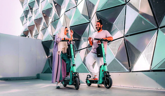 TIER Mobility’s e-bikes and e-scooters, which are designed for frequent urban use, are available at various locations in Riyadh and Jeddah for use by residents and visitors. (Social Media)