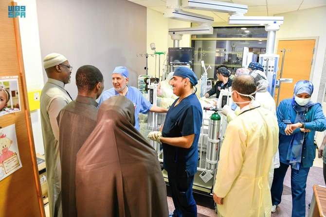 Conjoined twins Hassana and Hassina, who were born in Kaduna, Nigeria on January 12 last year share the abdomen, pelvis, liver, intestines, urinary and reproductive system and pelvic bones. (SPA)